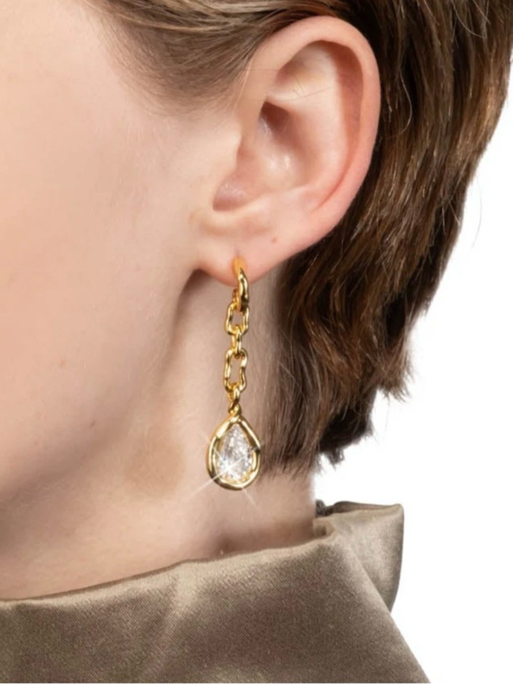 NEW Alexis Bittar Earrings Asterales Gold Link Pear Drop Dangle JL25